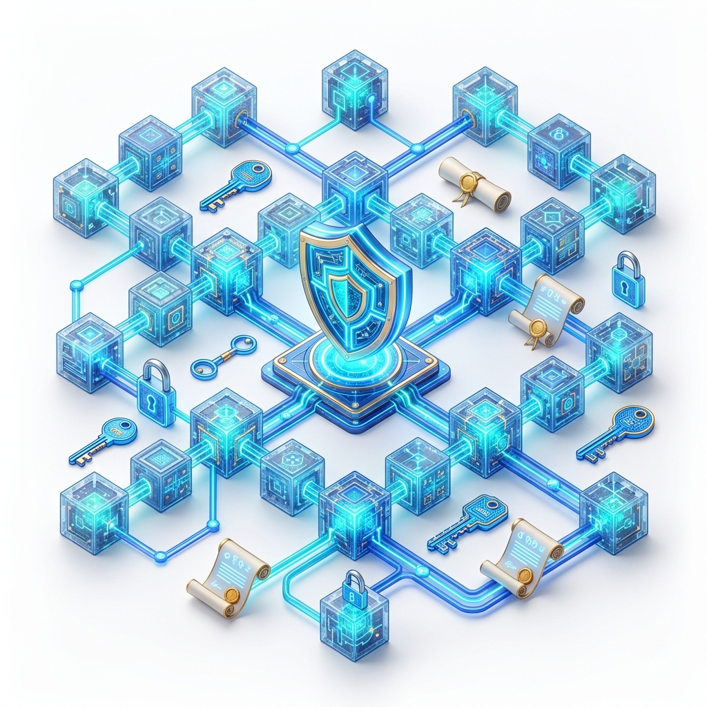 Sơ đồ kiến trúc lớp niềm tin Blockchain của hệ thống